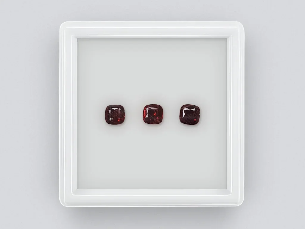 Cushion Cut Red Spinel Set 2.20ct Burma  Image №1