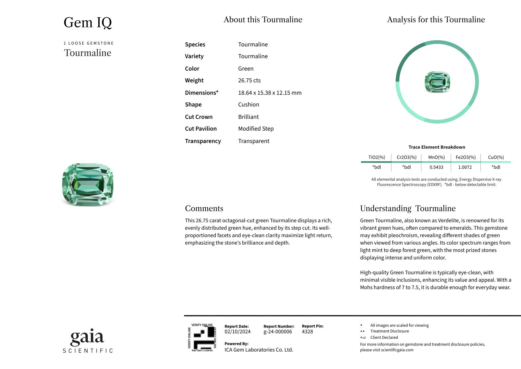 Lagoon blue tourmaline in cushion cut 26.75 carats, Afghanistan  Image №5