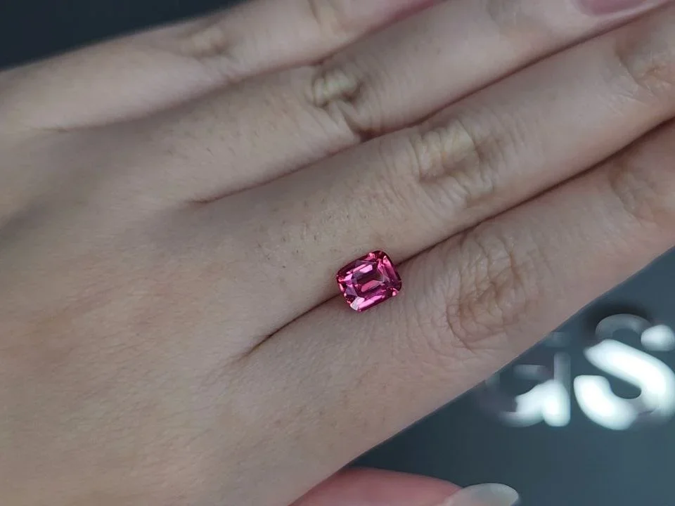 Vivid pink Mahenge spinel in cushion cut 1.20 carats, Tanzania Image №2
