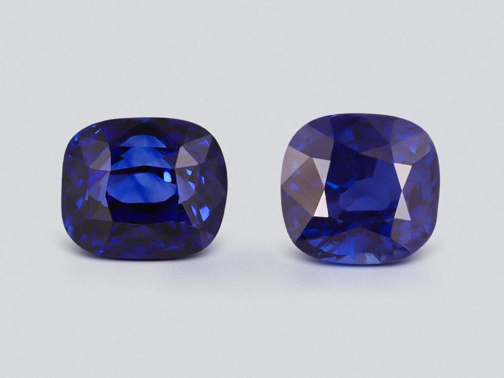 Pair of sapphires Royal blue cushion cut 8.07carats, Sri Lanka Image №1