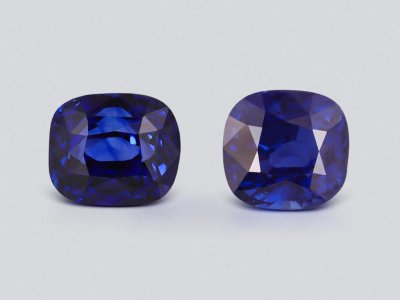 Pair of sapphires Royal blue cushion cut 8.07carats, Sri Lanka photo