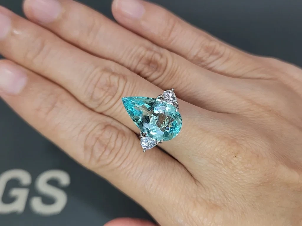 Neo Paraiba tourmaline greenish blue pear cut 7.60 carats, Mozambique Image №5