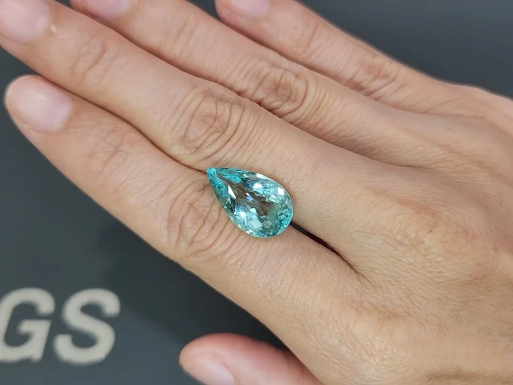 Neo Paraiba tourmaline greenish blue pear cut 7.60 carats, Mozambique Image №2