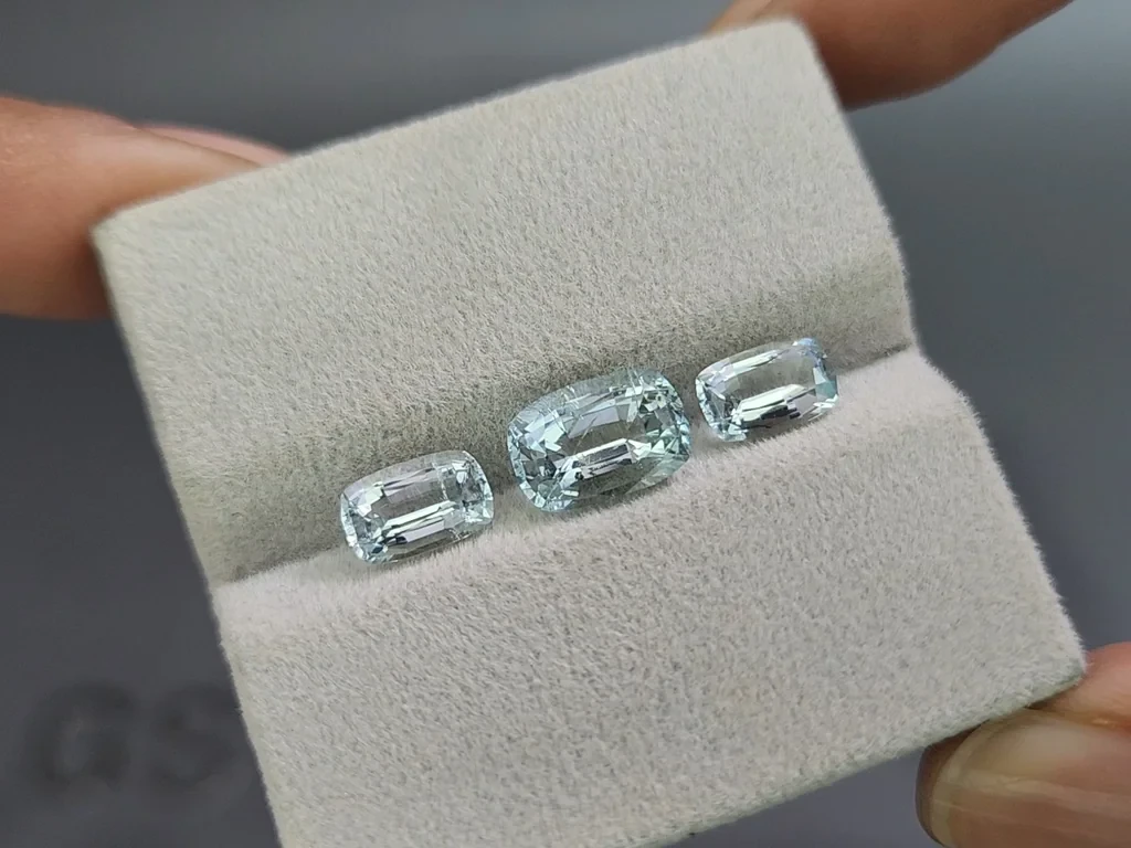 Set of aquamarines cushion cut 3.39 carats, Madagascar Image №5