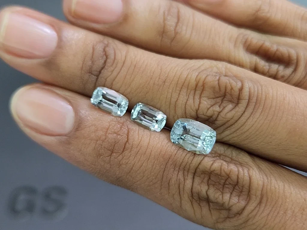 Set of aquamarines cushion cut 3.39 carats, Madagascar Image №2
