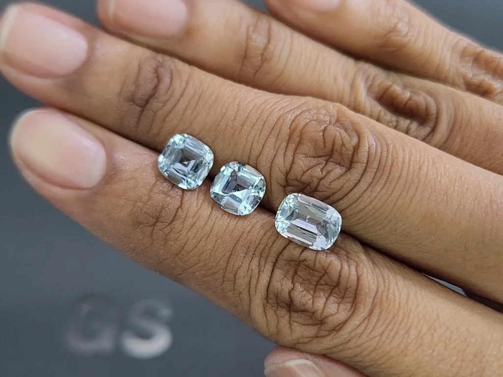 Set of aquamarines cushion cut 4.57 carats, Madagascar Image №2