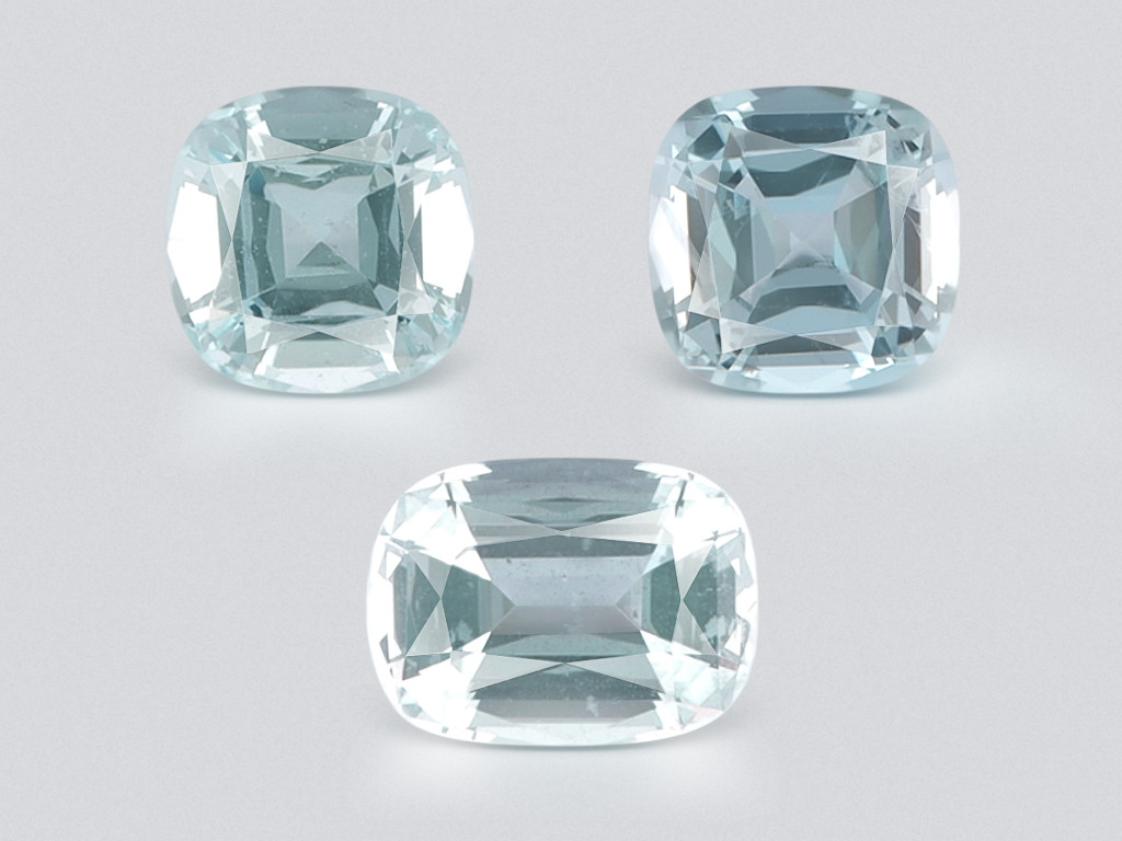 Set of aquamarines cushion cut 4.57 carats, Madagascar Image №1