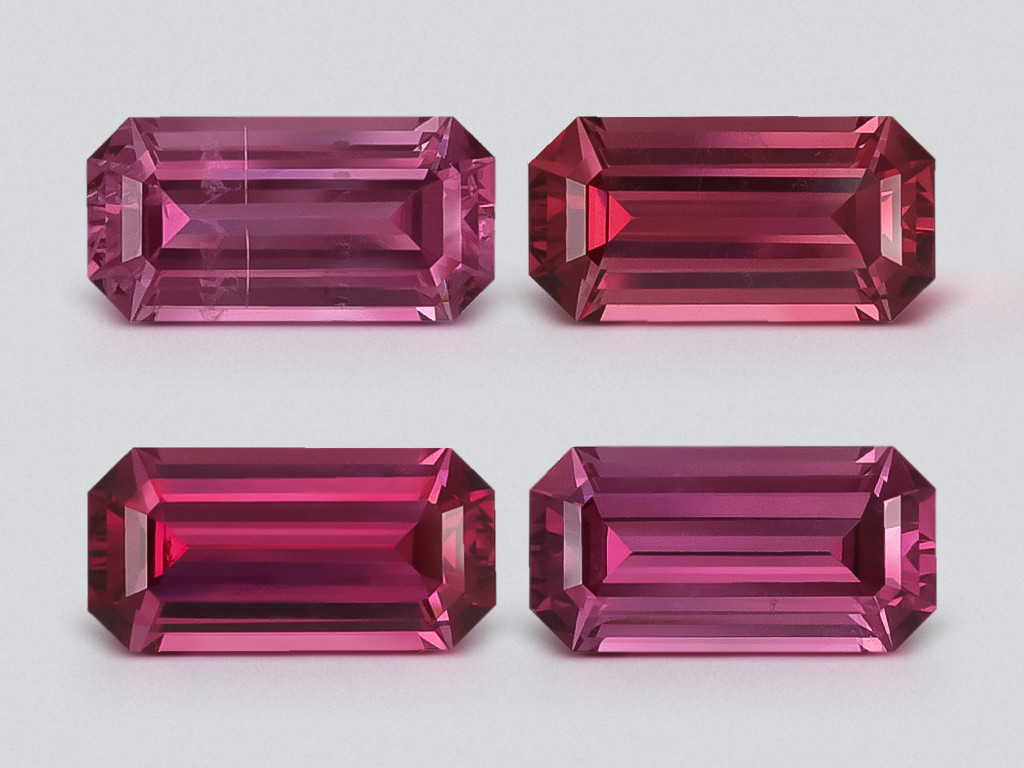Set of garnets rhodolite octagon cut 6.06 carats, Madagascar Image №1