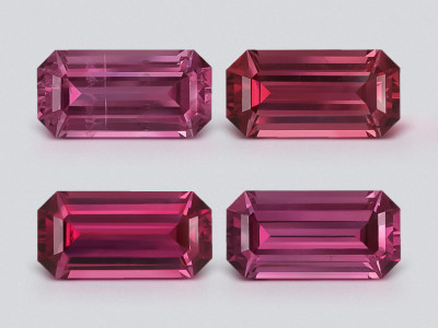 Set of garnets rhodolite octagon cut 6.06 carats, Madagascar photo