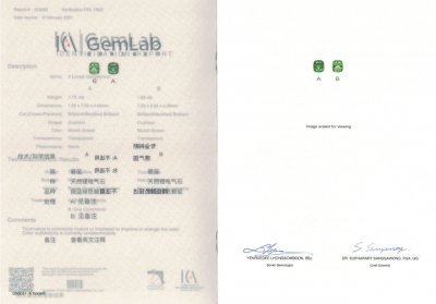 Certificate Pair of mint green tourmalines 3.33 ct, Afghanistan, ICA