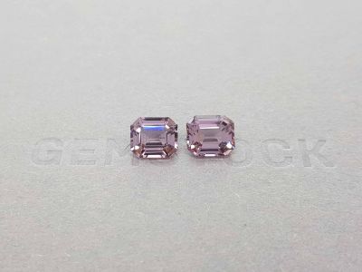 Pair of greyish pink octagon cut spinels 4.42 ct, Burma photo