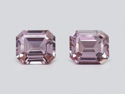 Pair of greyish pink octagon cut spinels 4.42 ct, Burma photo