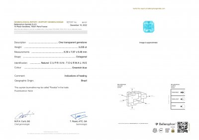 Certificate Neon Blue Brazilian Paraiba Rare Step Cut 3.23 ct