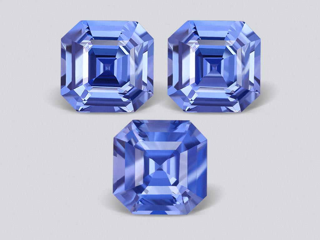 Set of blue Cornflower sapphires, octagon cut, 9.11 carats, Sri Lanka Image №1