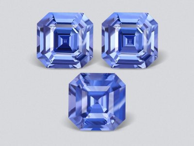 Set of blue Cornflower sapphires, octagon cut, 9.11 carats, Sri Lanka photo