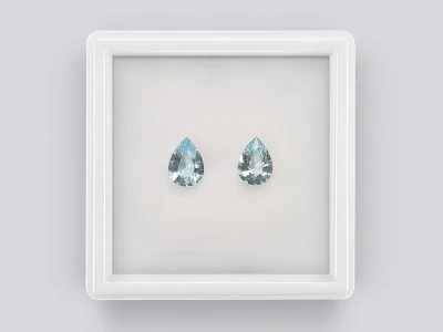 Pair of pear-cut aquamarines 1.33 carats, Africa photo