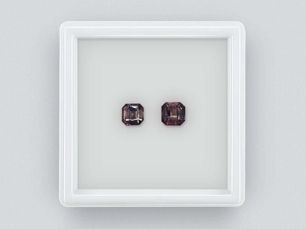 Pair of asscher cut rubellites 1.14 carats Image №1
