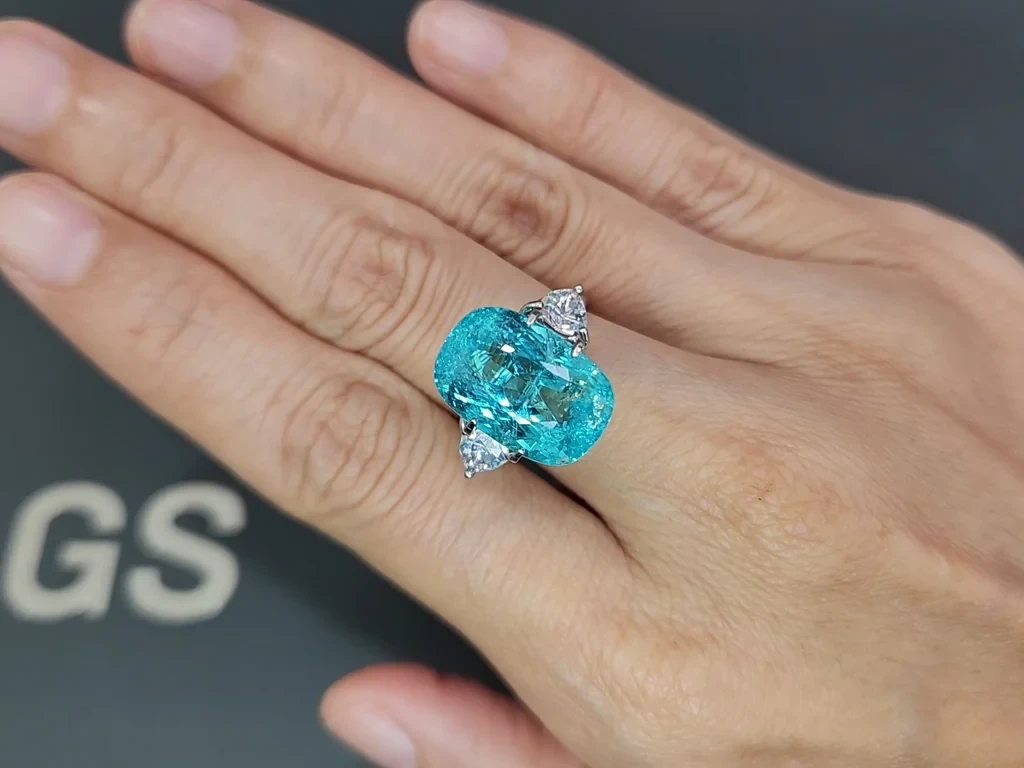 Neon Paraiba tourmaline greenish blue cushion cut 13.12 carats, Mozambique Image №5