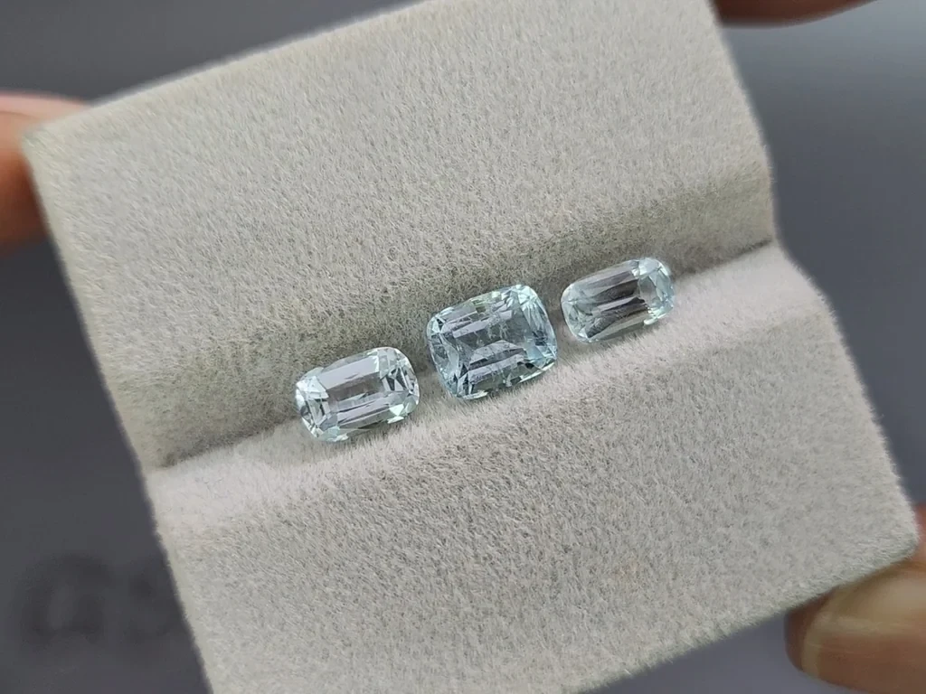 Set of aquamarines cushion-cut aquamarines 2.52 carats, Madagascar Image №5