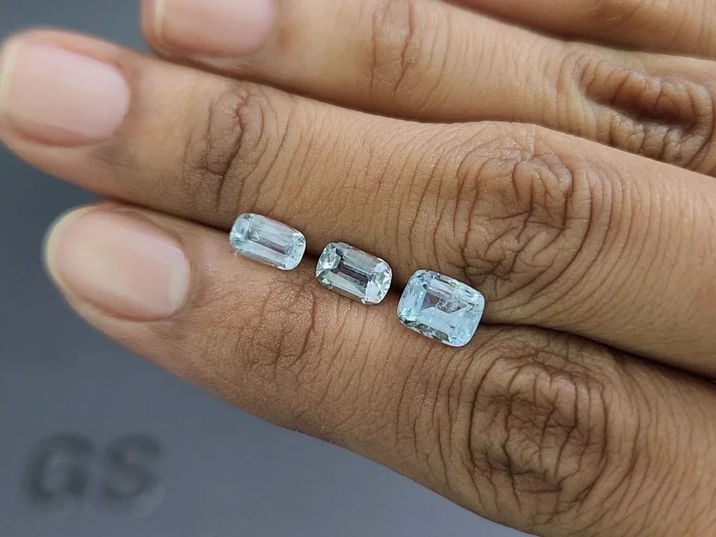 Set of aquamarines cushion-cut aquamarines 2.52 carats, Madagascar Image №2