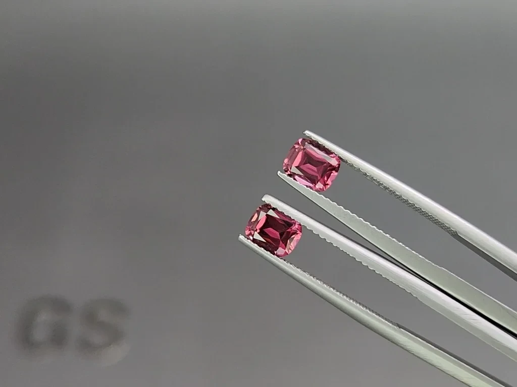 Pair of garnets rhodolite cushion cut 1.70 carats, Madagascar Image №3
