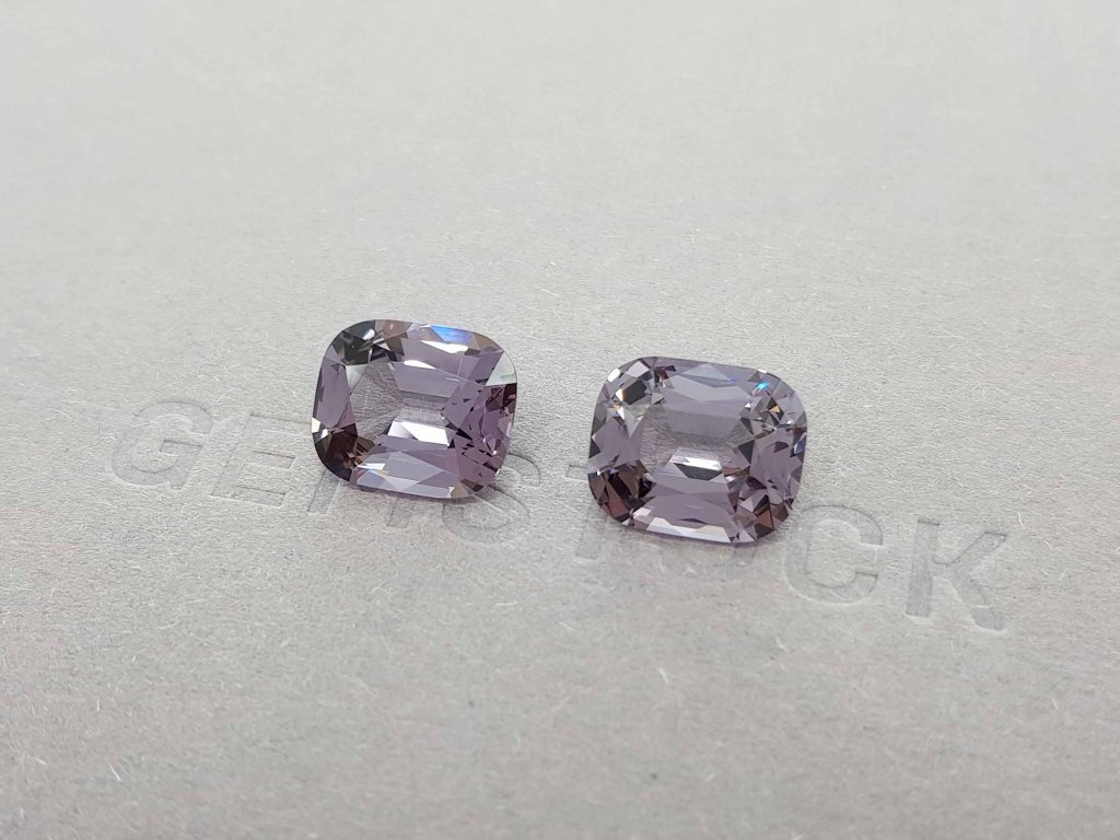 Pair of purple-grey cushion cut spinels 10.43 ct, Burma, GRS Image №2