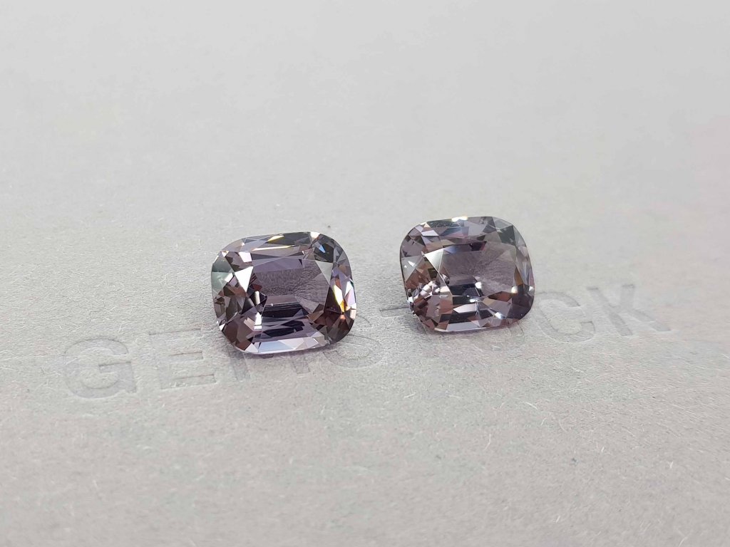 Pair of purple-grey cushion cut spinels 10.43 ct, Burma, GRS Image №3