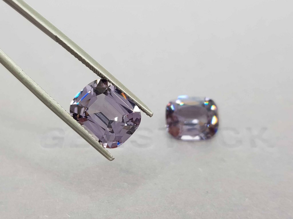 Pair of purple-grey cushion cut spinels 10.43 ct, Burma, GRS Image №4