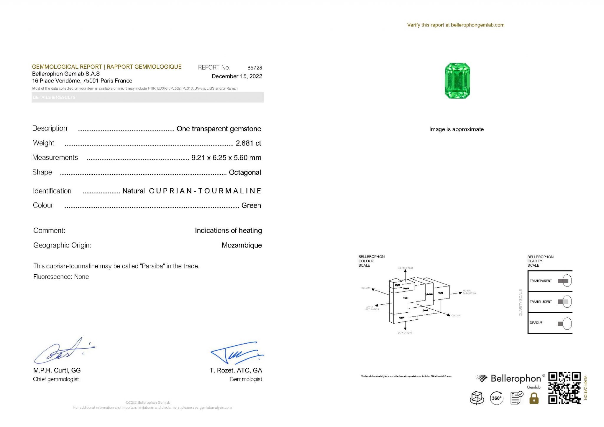 Vibrant green paraiba octagon cut 2.68 ct Image №4