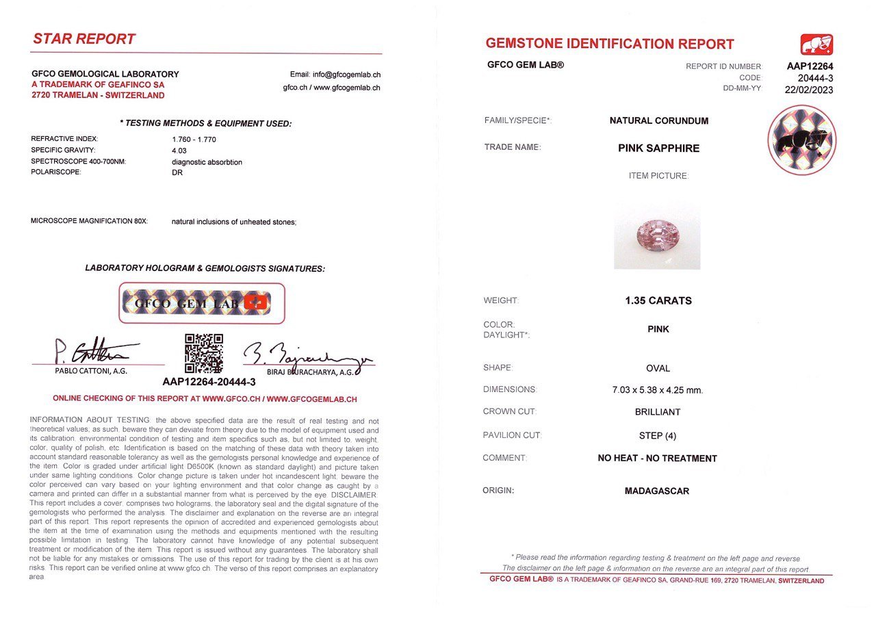 Unheated pink sapphire from Madagascar in oval cut 1.35 ct Image №5