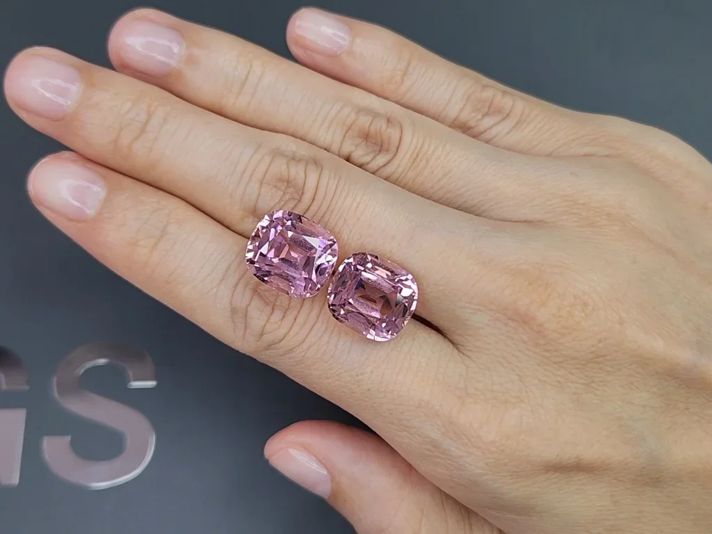 Pair of Baby Pink tourmalines in cushion cut 23.48 carats, Afghanistan  Image №2