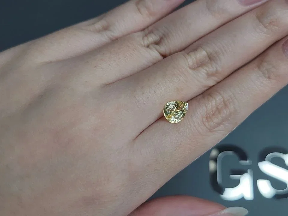Unheated Pastel yellow sapphire in pear cut 1.63 carats, Sri Lanka Image №2