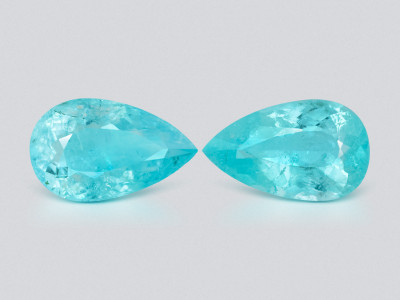Pair of neon Paraiba tourmalines pear cut 13.44 carats, Mozambique photo