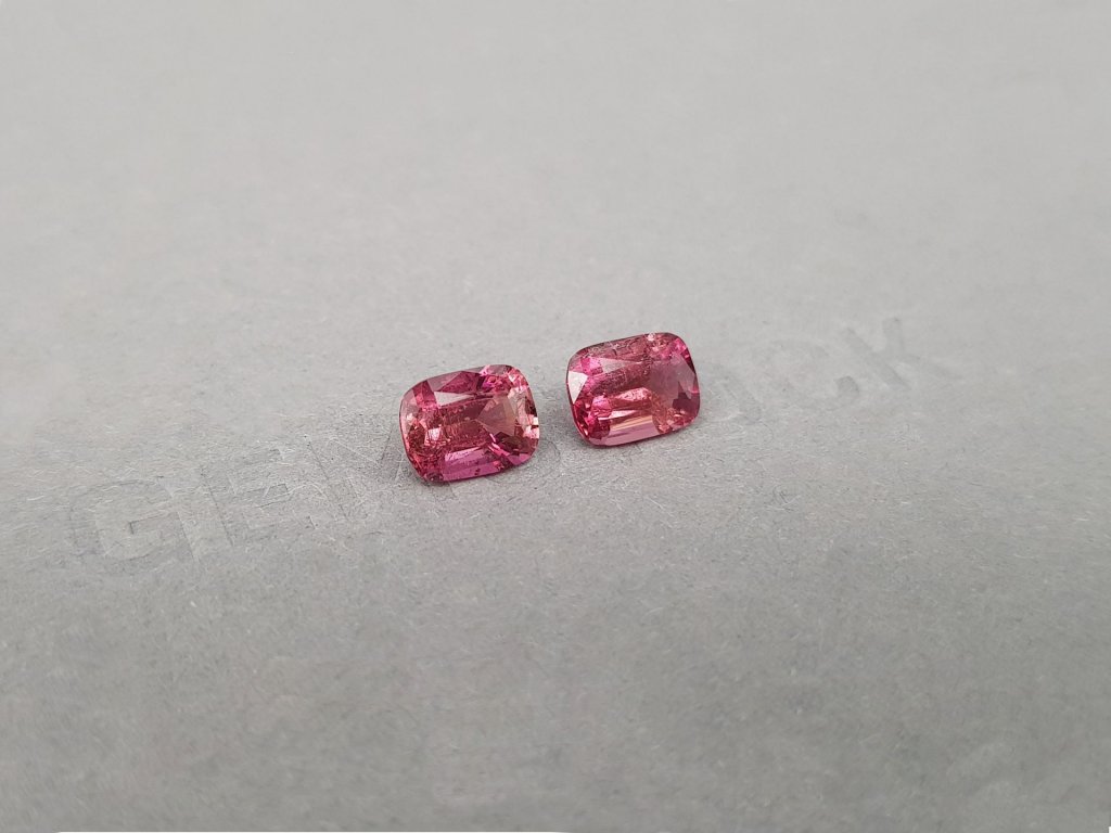 Pair of intense orange-pink tourmalines in cushion cut 2.38 ct, Africa Image №3