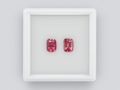 Pair of intense orange-pink tourmalines in cushion cut 2.38 ct, Africa photo
