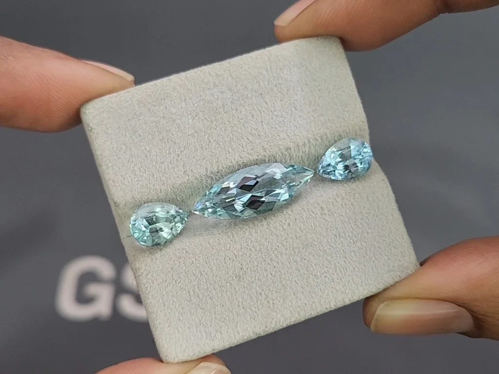 Set of aquamarines Santa Maria pear and marquise cut  7.53 carats, Mozambique Image №5