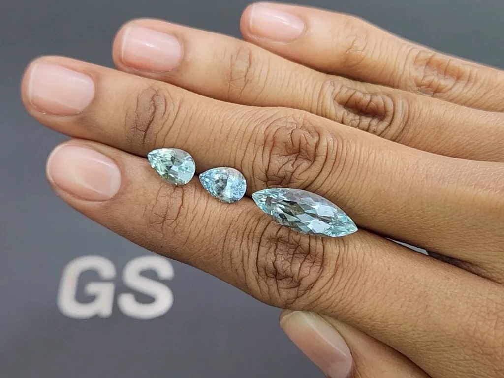 Set of aquamarines Santa Maria pear and marquise cut  7.53 carats, Mozambique Image №2