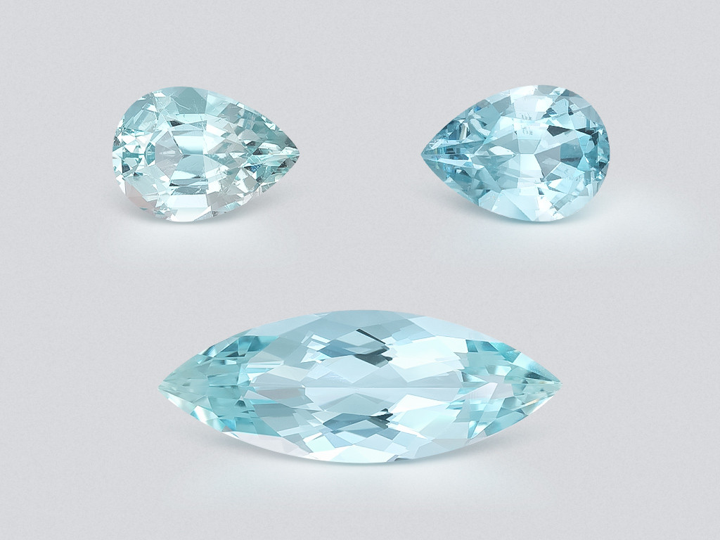 Set of aquamarines Santa Maria pear and marquise cut  7.53 carats, Mozambique Image №1