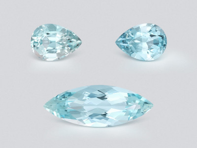 Set of aquamarines Santa Maria pear and marquise cut  7.53 carats, Mozambique photo