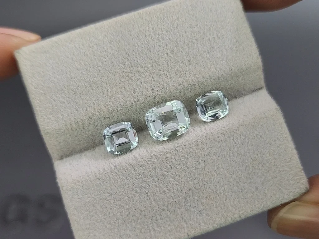 Set of aquamarines cushion cut 2.38 carats, Madagascar Image №5