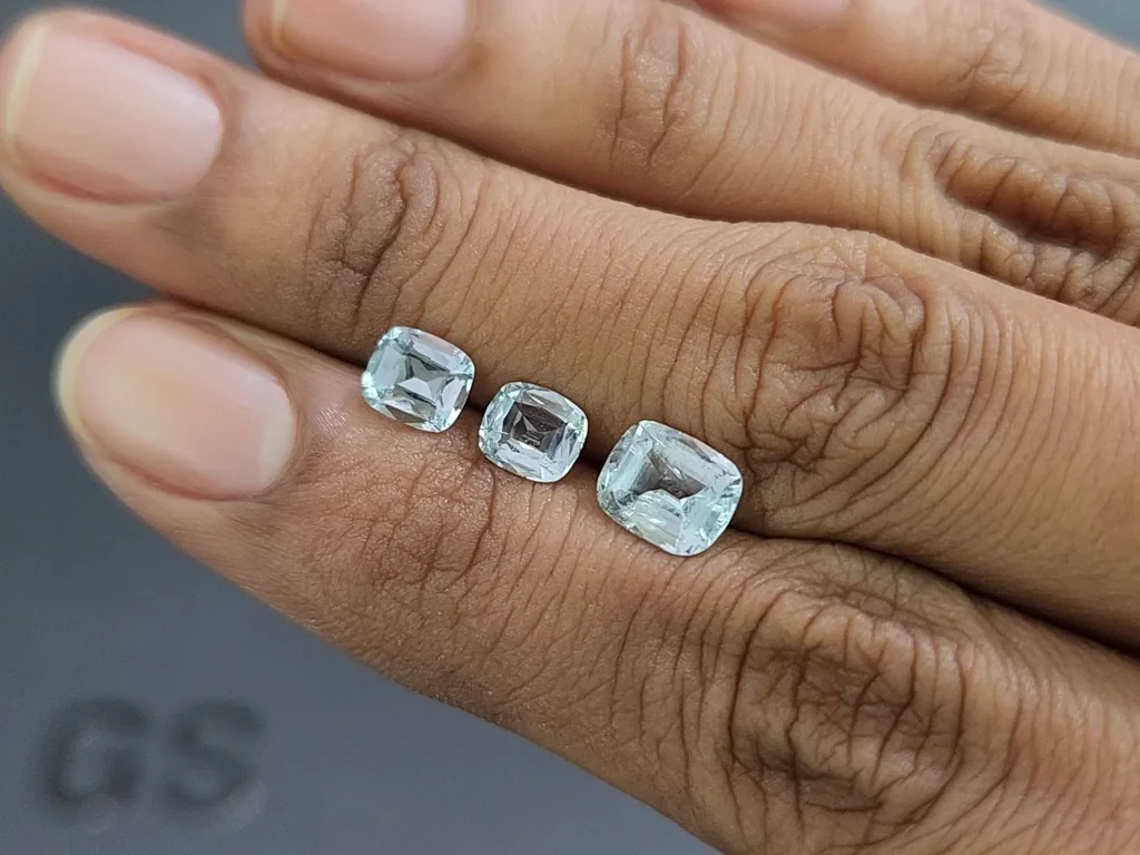 Set of aquamarines cushion cut 2.38 carats, Madagascar Image №2