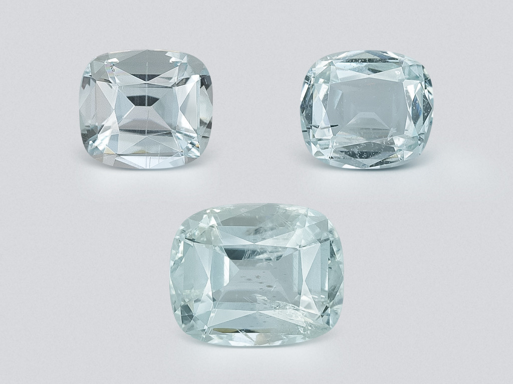Set of aquamarines cushion cut 2.38 carats, Madagascar Image №1