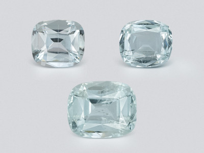 Set of aquamarines cushion cut 2.38 carats, Madagascar photo