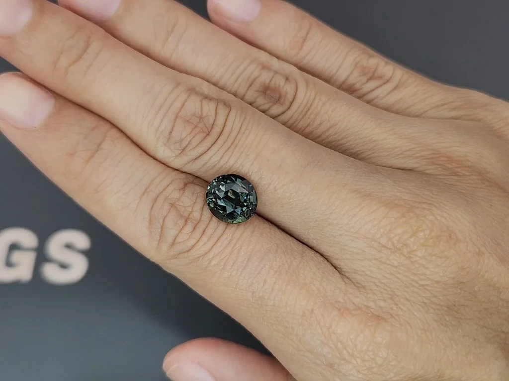 Unheated green sapphire round cut 4.65 carats, Sri Lanka Image №2