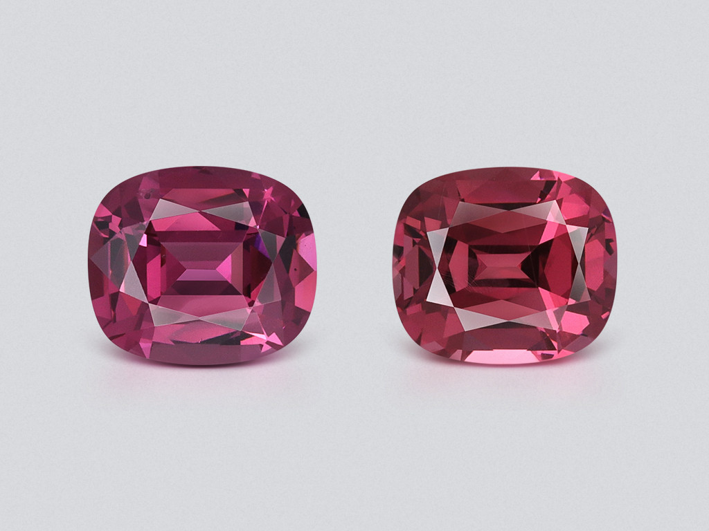 Pair of rhodolite garnets cushion cut 4.27 carats, Madagascar Image №1
