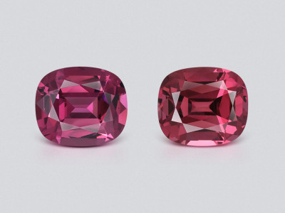 Pair of rhodolite garnets cushion cut 4.27 carats, Madagascar photo