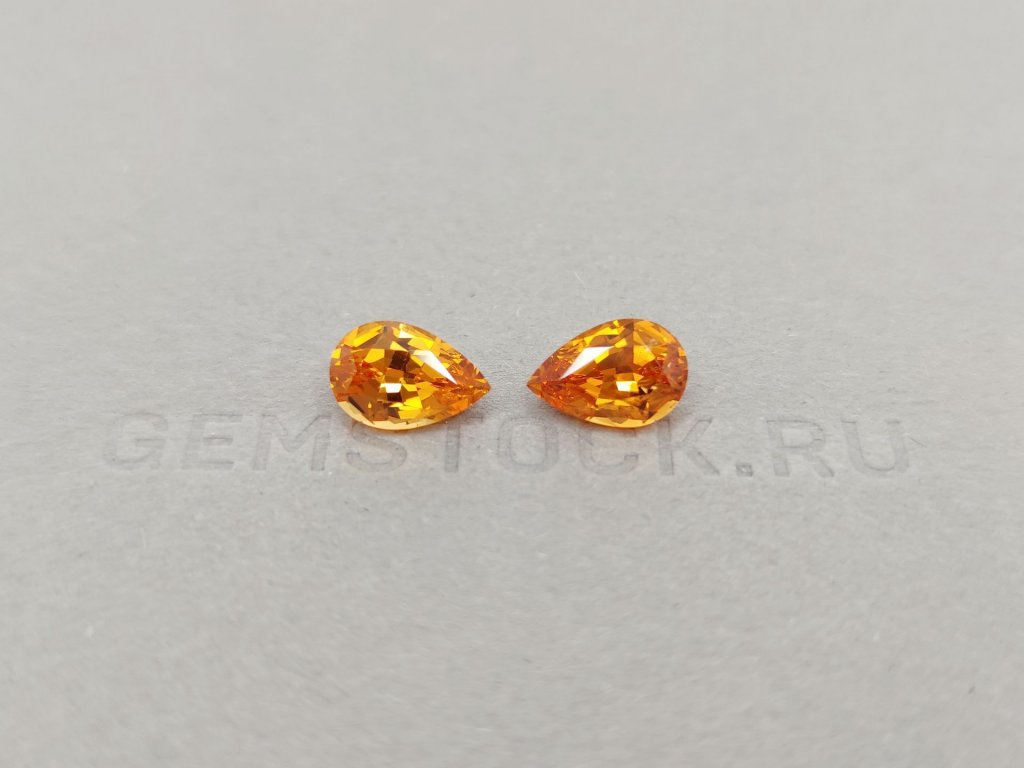 Pair of pear cut Fanta color spessartines 5.37 ct, Tanzania Image №1