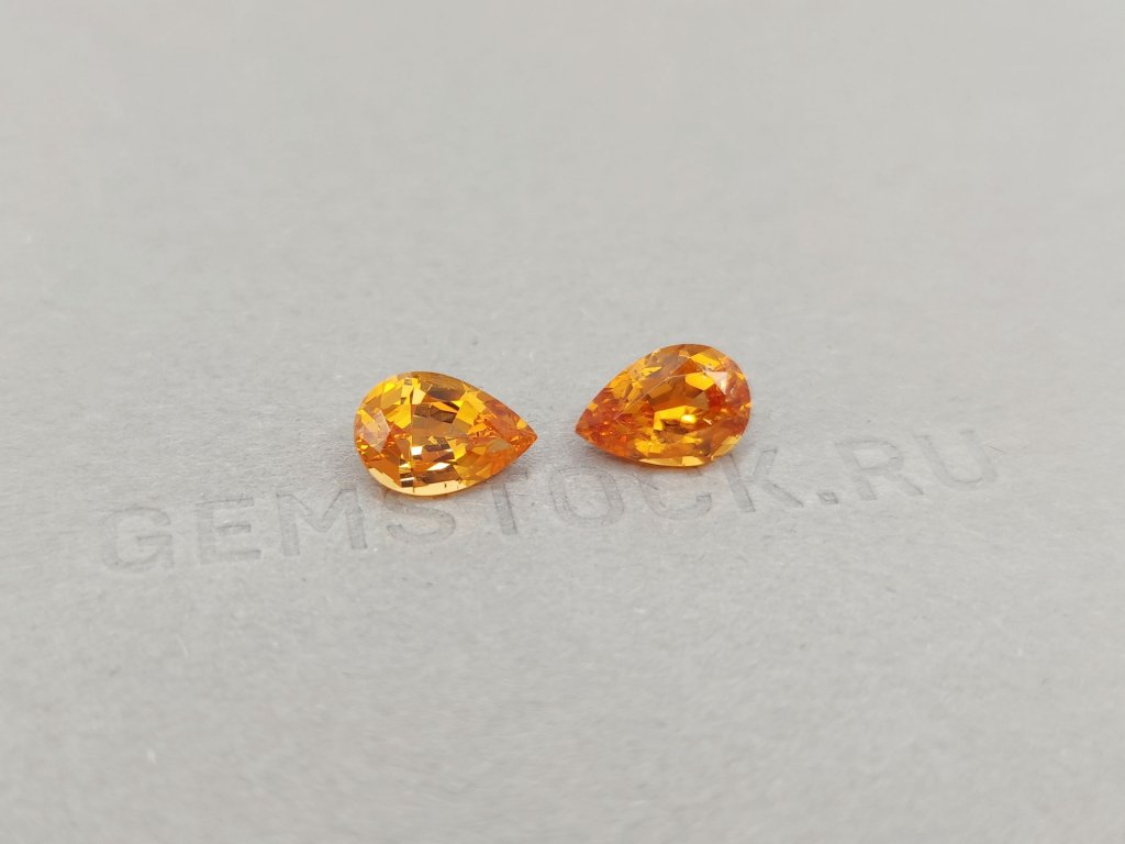Pair of pear cut Fanta color spessartines 5.37 ct, Tanzania Image №2