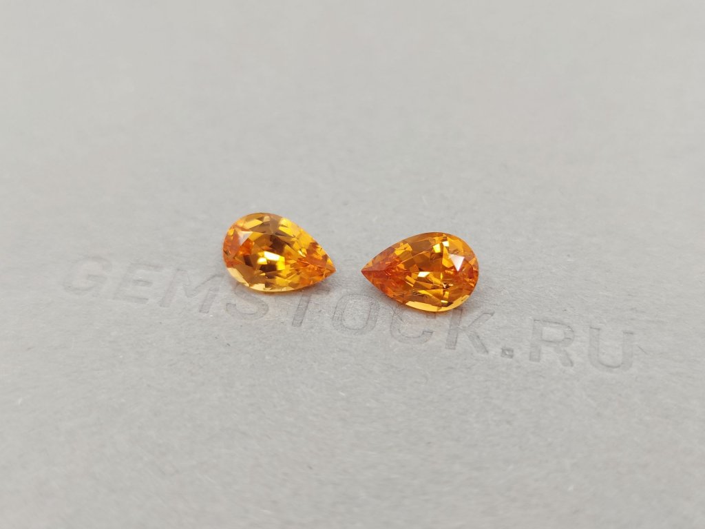 Pair of pear cut Fanta color spessartines 5.37 ct, Tanzania Image №3