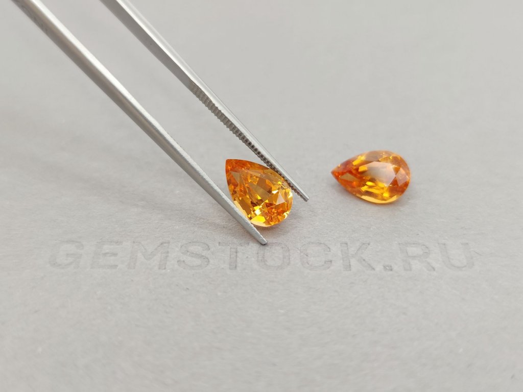 Pair of pear cut Fanta color spessartines 5.37 ct, Tanzania Image №4
